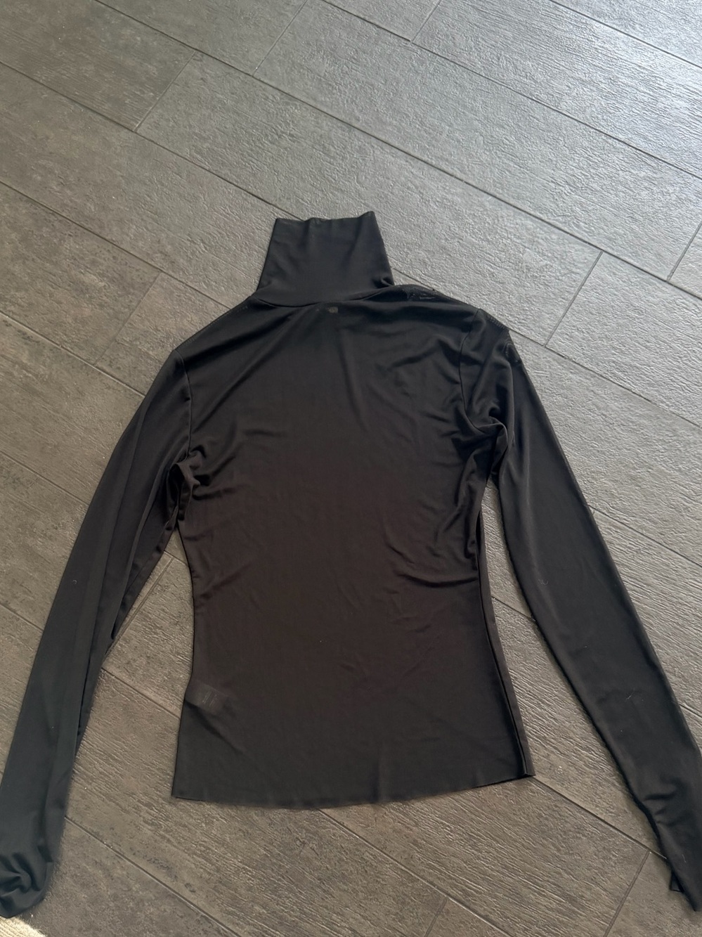 AFRM Sheer Mesh Black Long-Sleeve Turtleneck Top